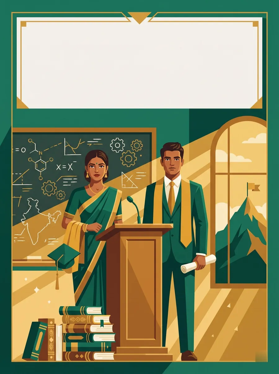 Two teachers at a lectern in a classroom